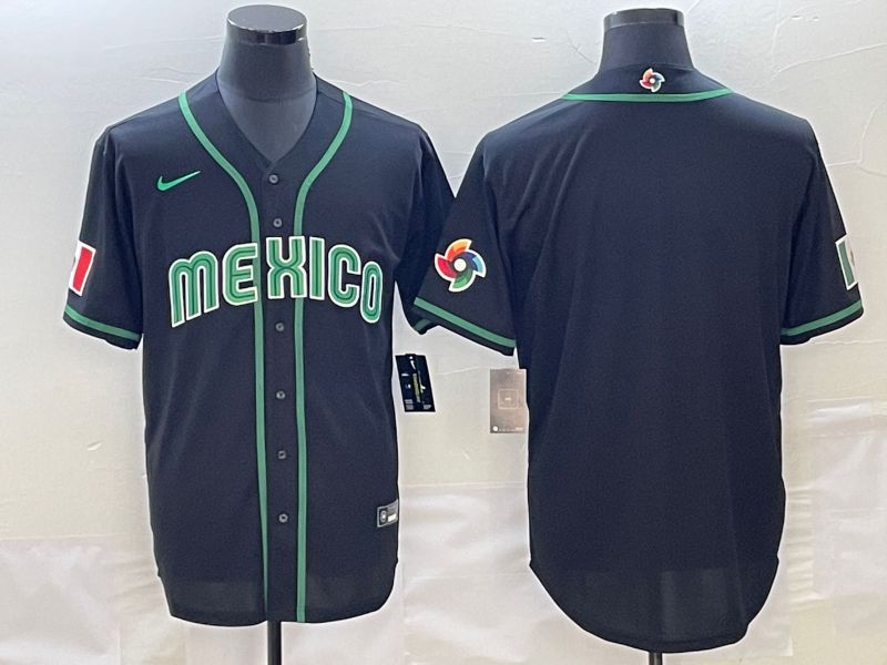 Men 2023 World Cub Mexico Blank Black Nike MLB Jersey6->more jerseys->MLB Jersey